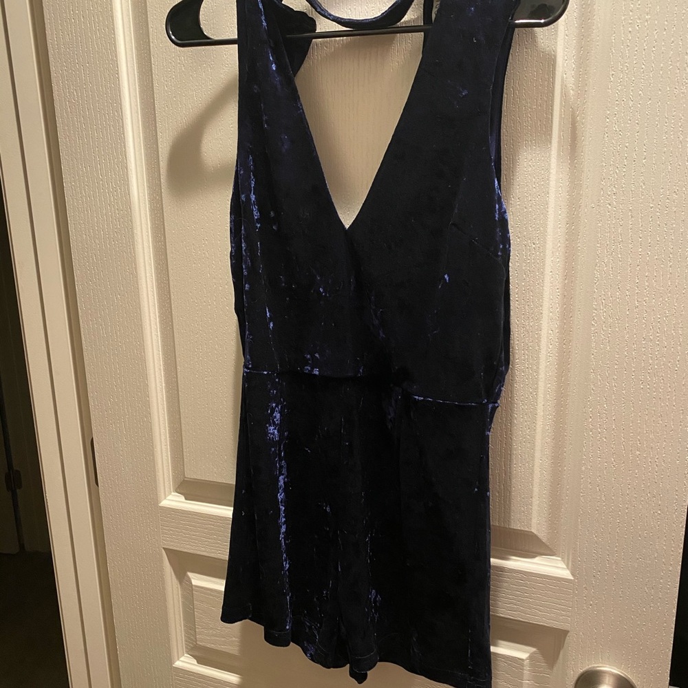 Blue velvet romper size small NEW